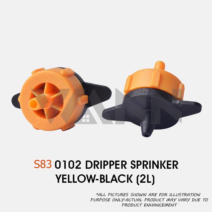 S83 Dripper Drip Sprinkler Yellow Black 2L (PCT 0102) For Garden