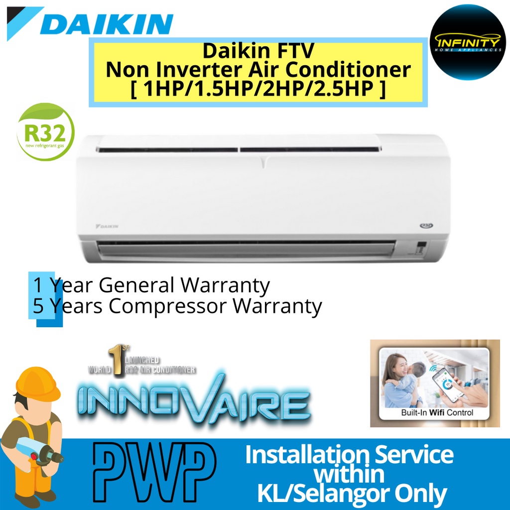 Daikin Air Conditioner 1HP 1.5HP 2HP 2.5HP Non Inverter R32 Shopee