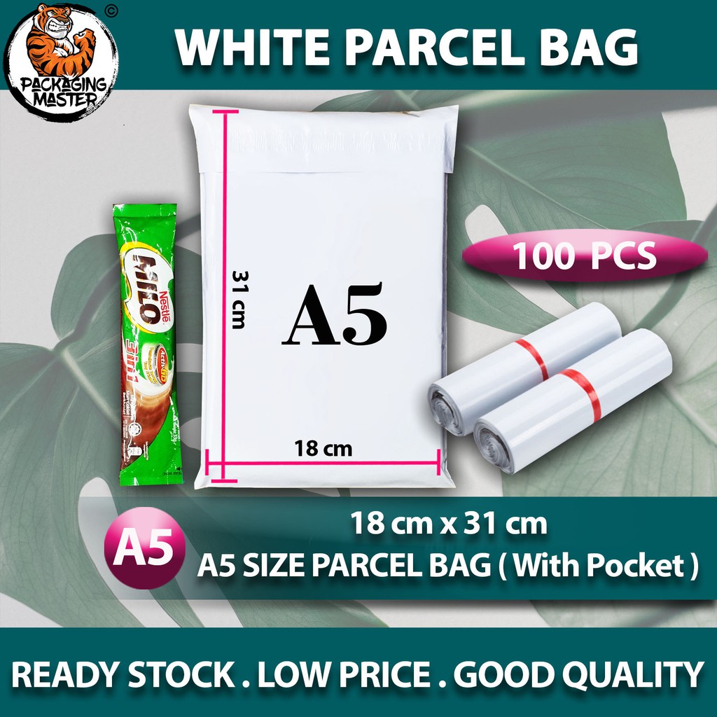 [ A5 Size Courier Bag with Pocket 100pcs ] Parcel Bag Packaging Bag