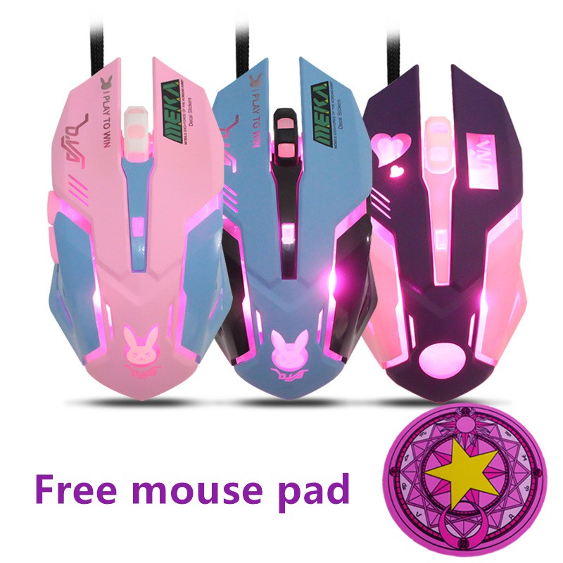 Wired mouse silent schoolgirl cute pink OptoMechanical Mouse Gaming