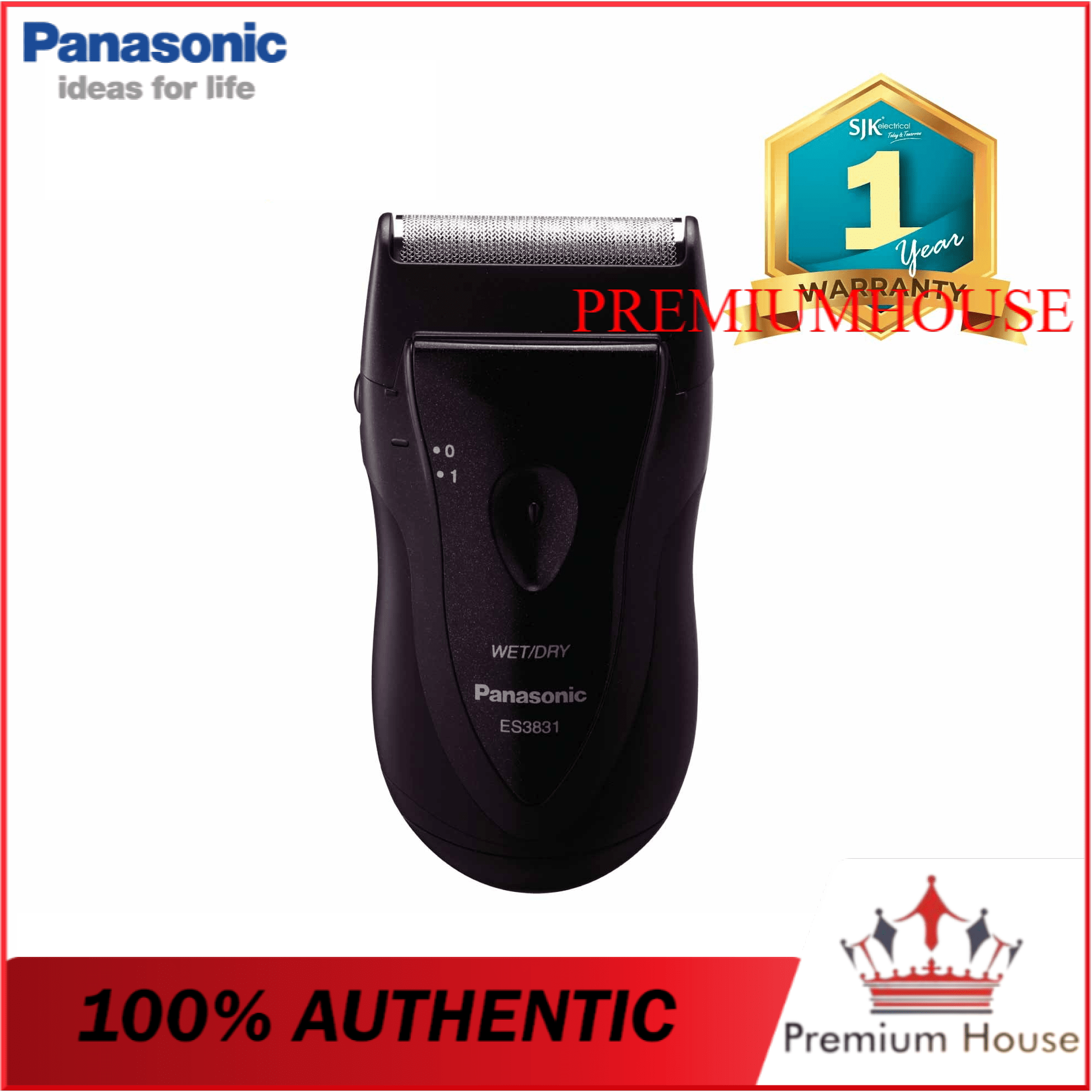 Panasonic Shaver ES3831 (AA Battery) Wet & Dry Electric Shaver