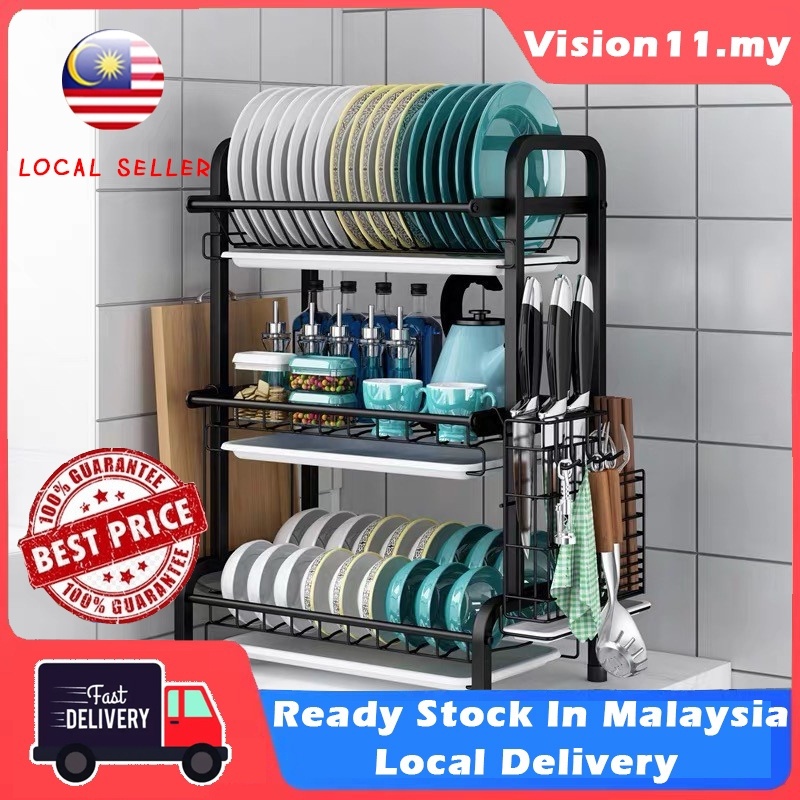 Stainless Steel Dish Rack Multipurpose Rak Pinggan Kitchen Rack Rak