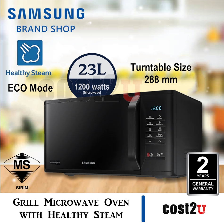 Samsung 23L Grill Microwave Oven with Healthy Steam MG23K3513GK/SM