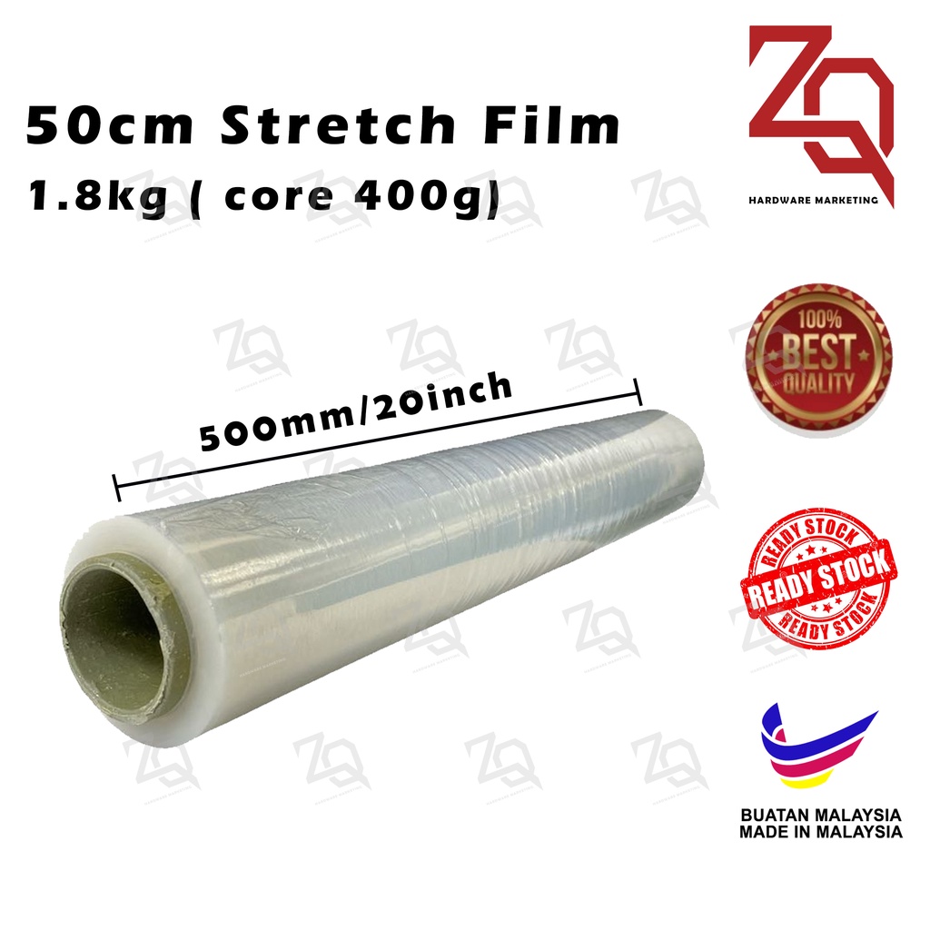500mm 20" Stretch Film 1.8kg x 400g Core / Shrink Wrap Plastic Wrapping