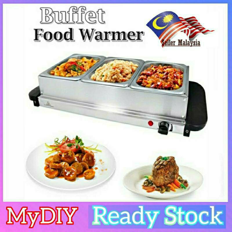 💥3 Tray💥 Stainless Steel Food Warmer Food Keep Warm Food Buffet Trays Pemanas Makanan electric