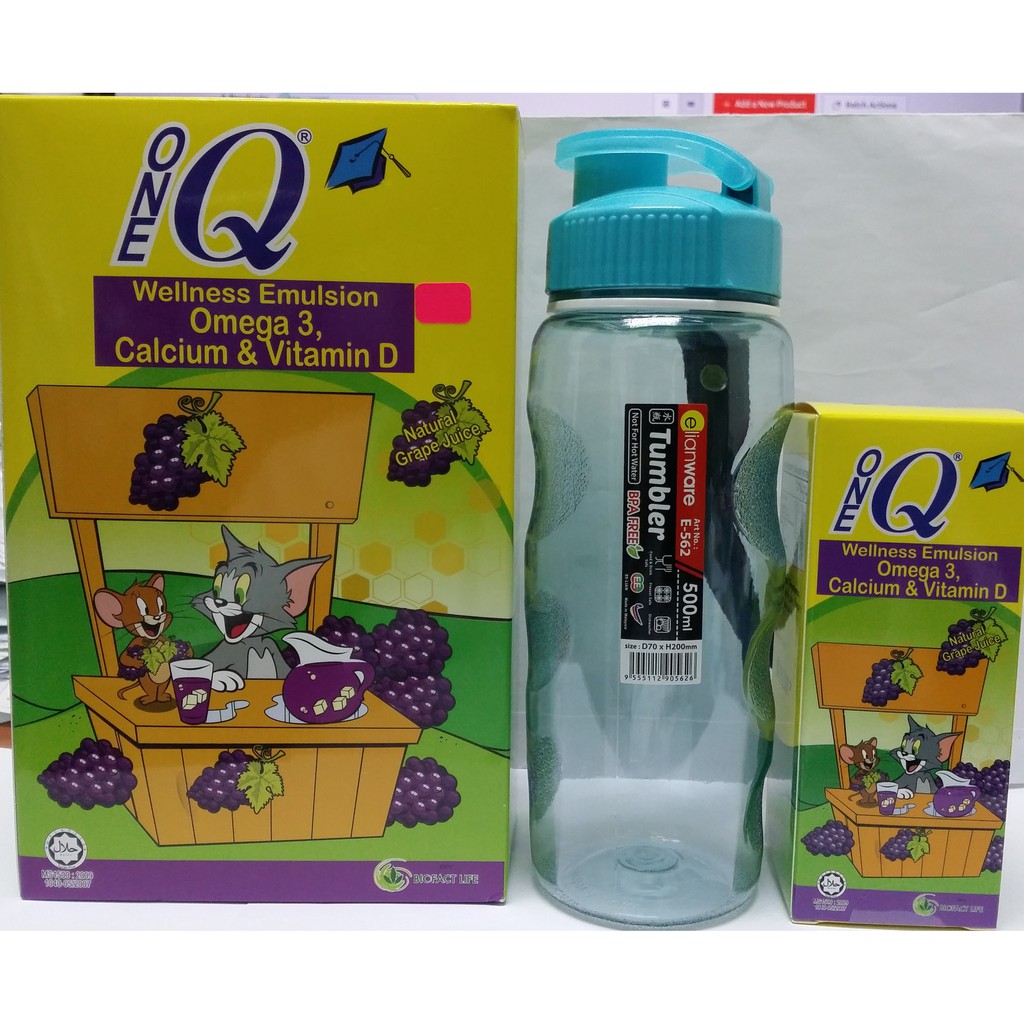 ONE Q 1Q Wellness Emulsion Omega 3, Calcium & Vitamin D Natural Grape