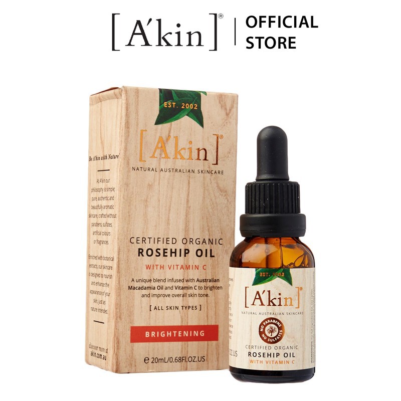 A'kin Certified Organic Rosehip Oil with Vitamin C (20ml) Shopee Malaysia