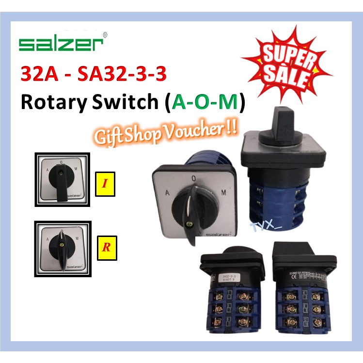 [Super Sale ] SALZER Rotary Switch 32A 1Pole AOM Change Over Selector