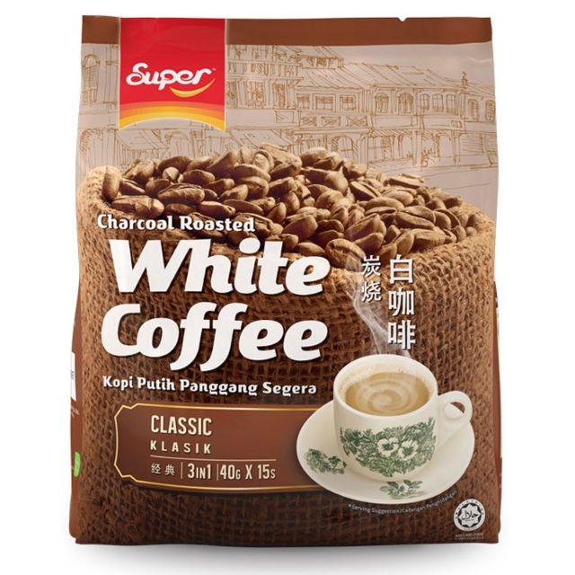 SUPER WHITE COFFEE 3IN1 CHARCOAL ROASTED CLASSIC 15 SACHETS Shopee