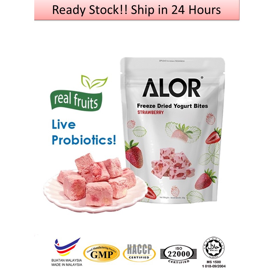 (Ready Stock) Alor Freeze Dried Yogurt bites Strawberry 30g Shopee