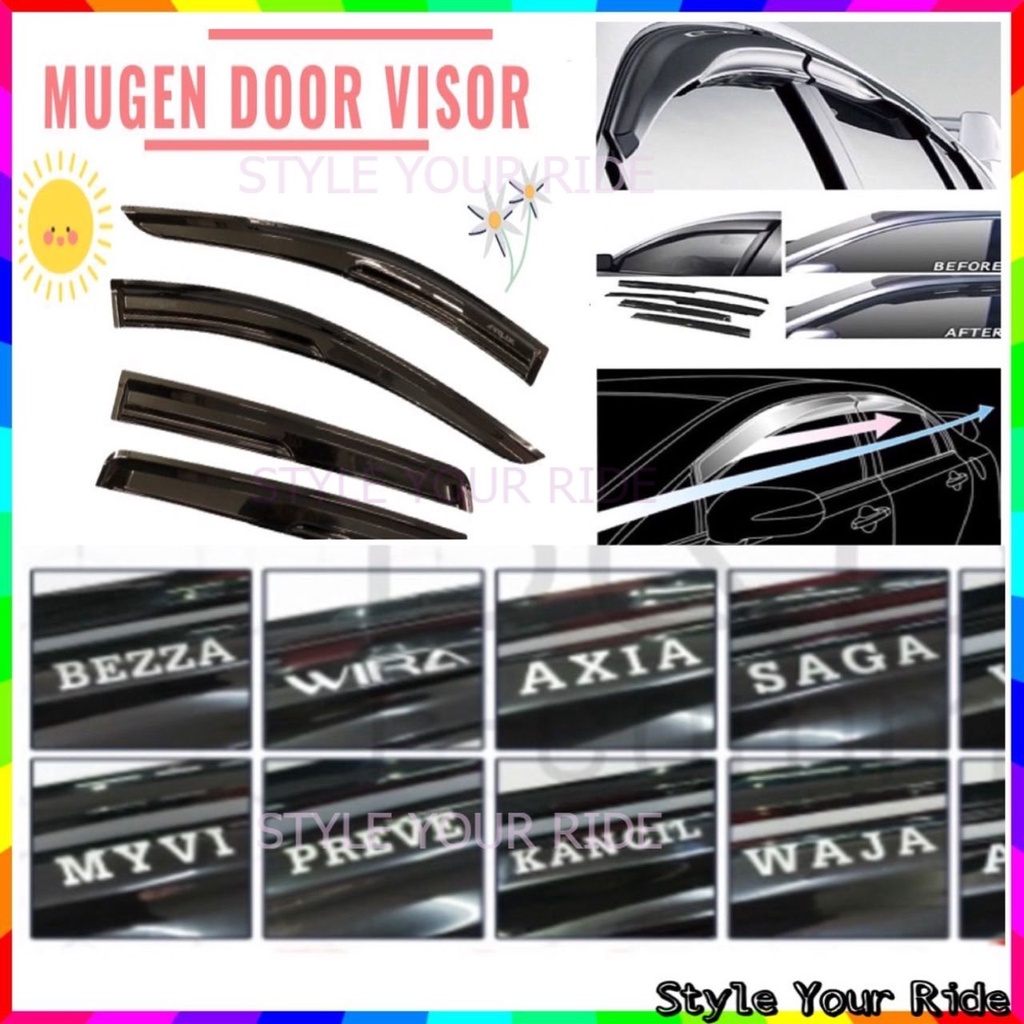 (4 PCS) MUGEN Door Visor Kancil Alza Bezza Waja Viva Axia Persona Saga