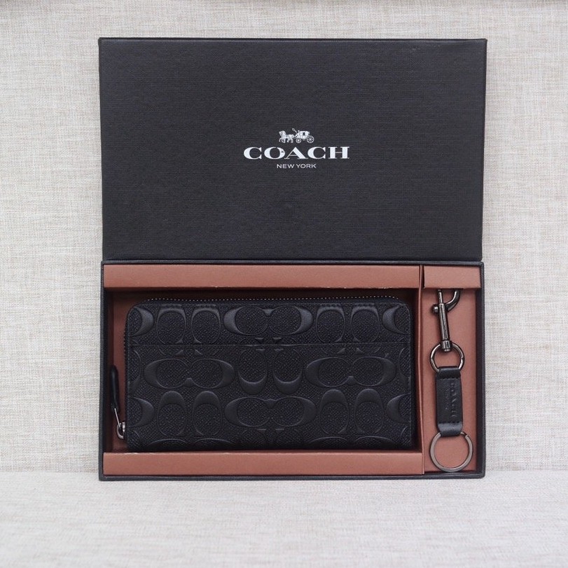 Coach F74918 Accordion Wallet In Signature Embossed Leather Women Men