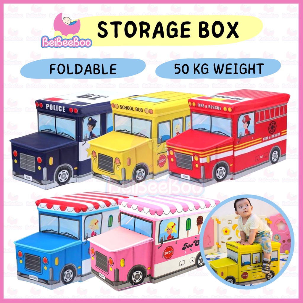 [Ready Stok] Kids Vehicle Toy Storage Box Foldable Toy Storage Car