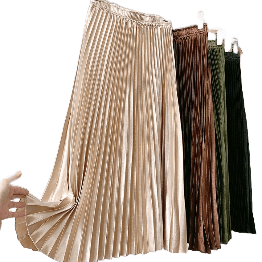 WCS002_Jayce Skirt Labuh Satin Dress Long Pleated Skirt Satin Skirt