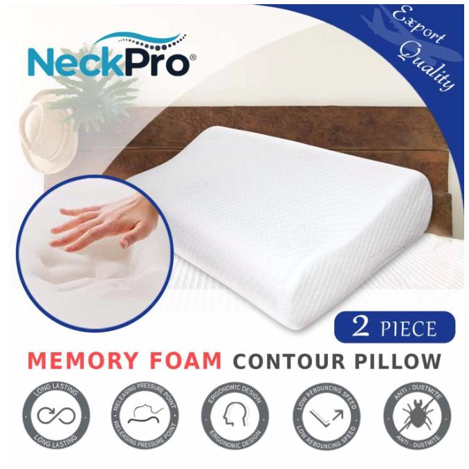 (2 Pieces Set) NeckPro Memory Foam Contour Pillow Shopee Malaysia