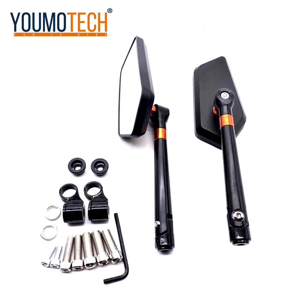 Universal CNC Motorcycle Mirrors 8mm 10mm Black Rear View Handlebar