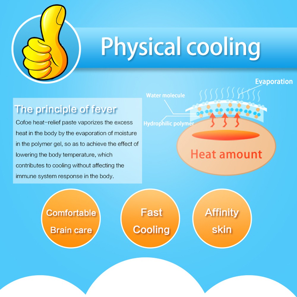 5pcs Cooling Patches For Fever Headache Heat Stroke Toothache Plaster