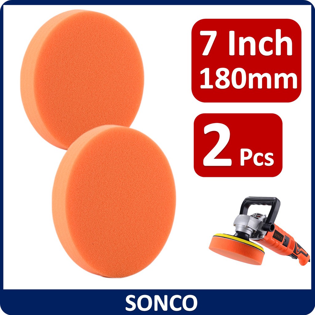 2 Pcs 7" 180mm Car Polishing Pad Waxing Pad Buffing Pad Flat Sponge