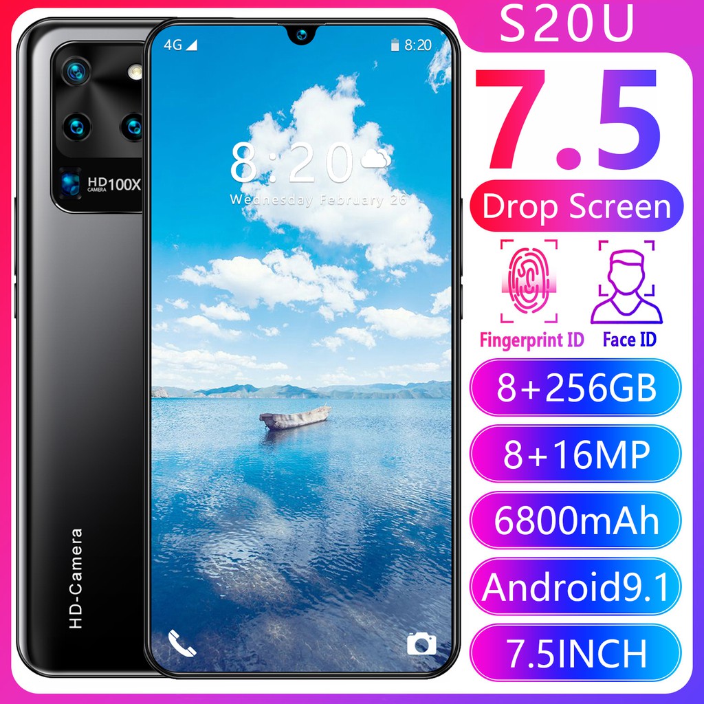 Smart Phone S20U 8GB RAM + 256GB ROM 7.5 inch Mobilephone Gaming