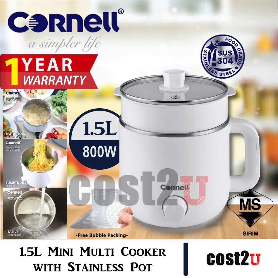 [Free Bubble Packing] Cornell 1.5L Mini Multi Cooker CMCS1500X (Egg