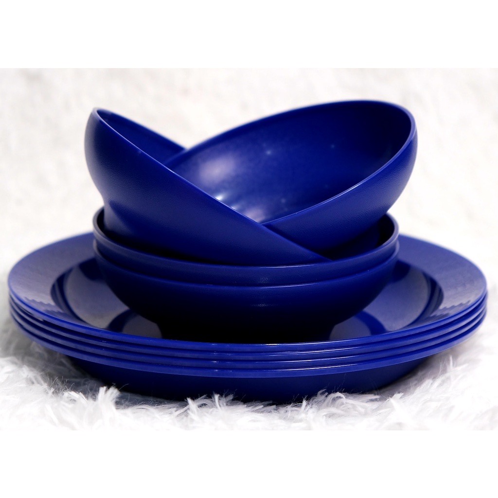 Tupperware Royal blue plates and bowls Shopee Malaysia