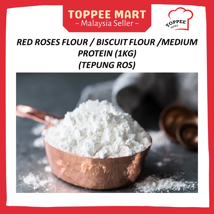 Red Roses Flour 1kg Tepung Ros (Biscuit Flour) Medium Protein 中筋面粉