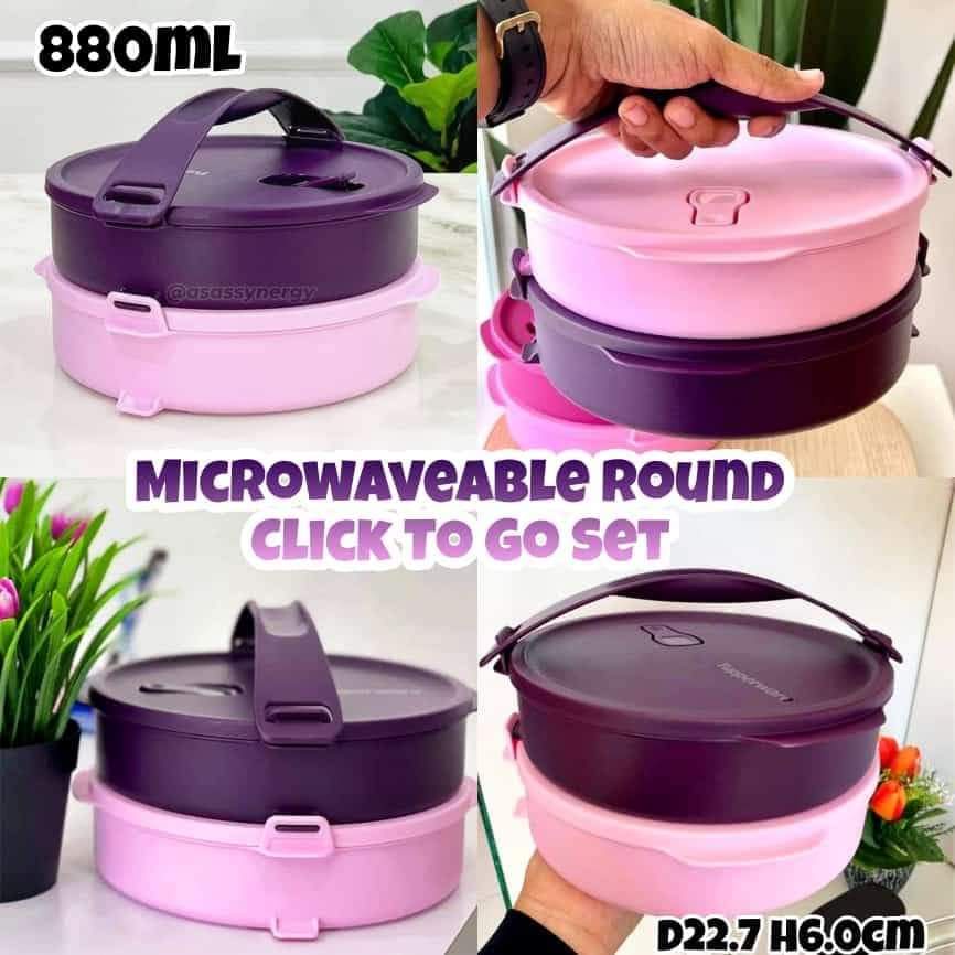 Tupperware Microwaveable Round Click To Go 2 pcs (880ml) with handle