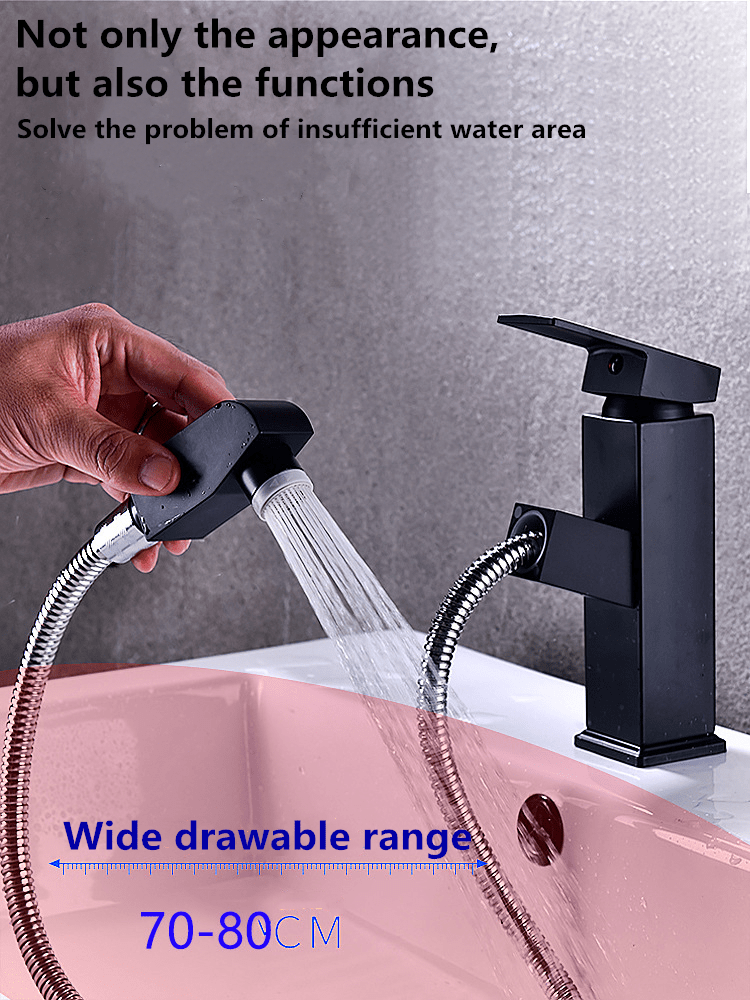 Black pullout basin faucet hot and cold basins copper body wash basin
