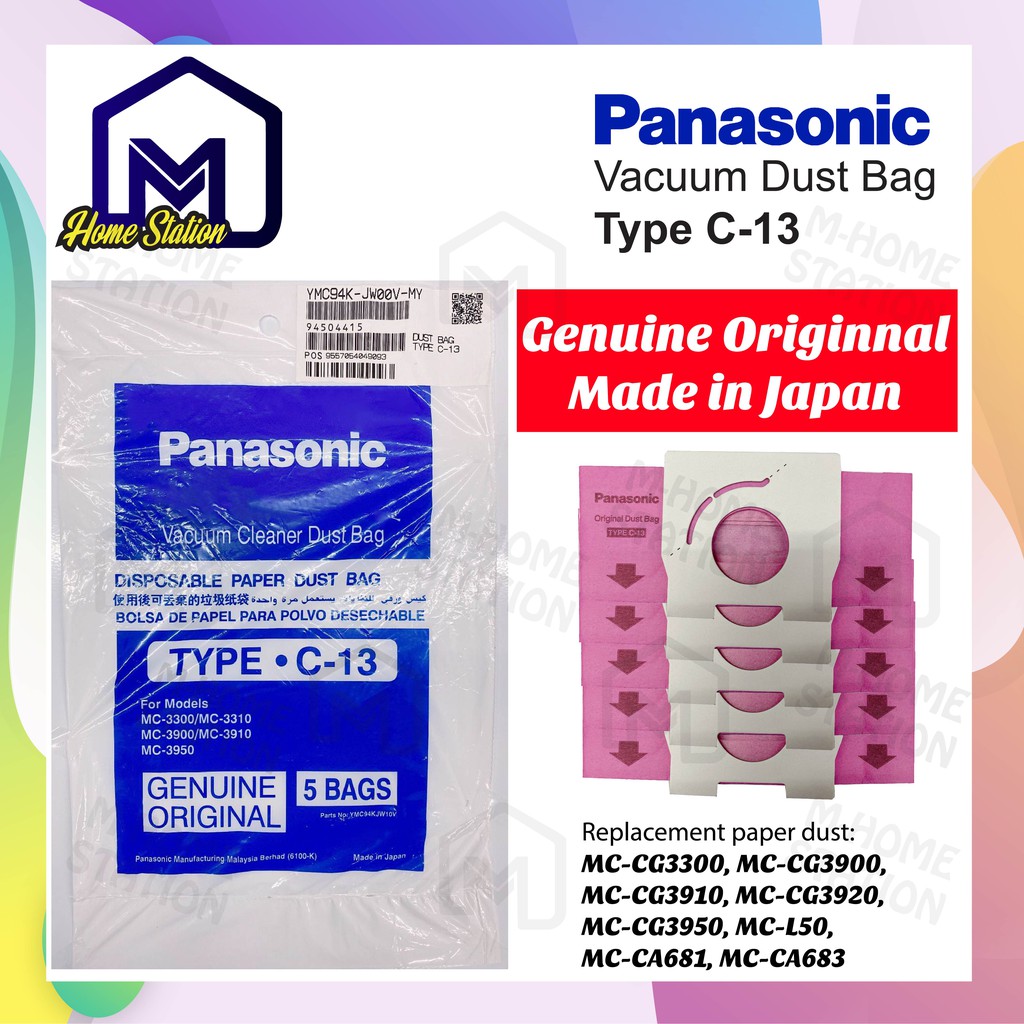 Panasonic Disposable Unbleached Vacuum Paper Dust Bag Type C13 (100