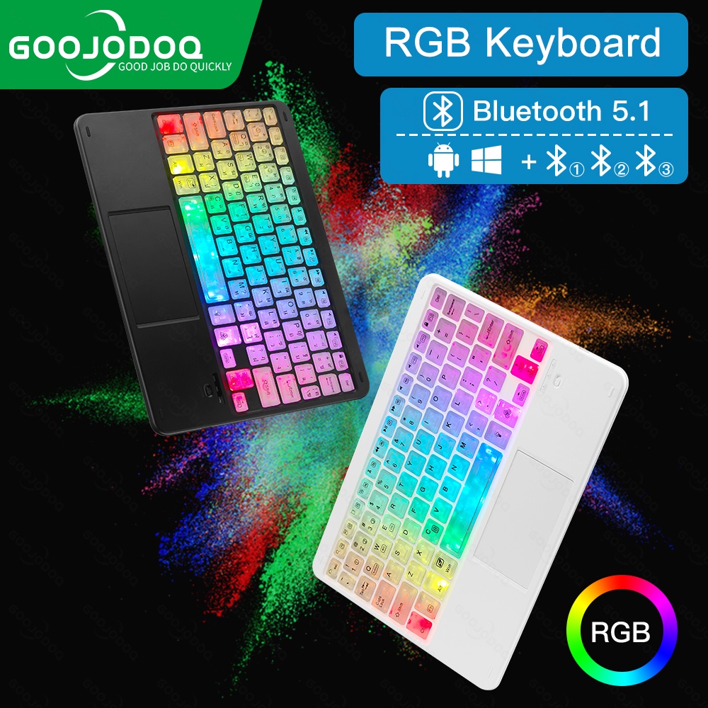 GOOJODOQ RGB Bluetooth Keyboard Transparent Crystal With Touch pad Wireless Universal keyboard