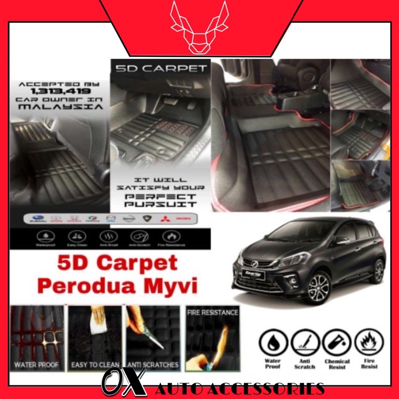 5D Carpet Perodua Myvi 20182020 Pu Leather Floor Mat Shopee Malaysia