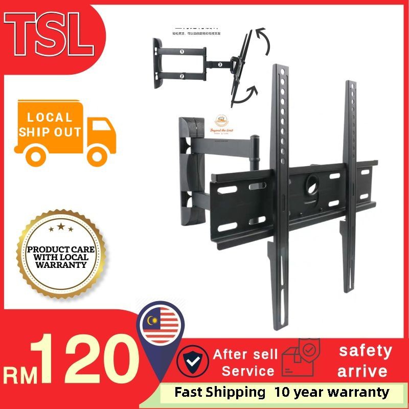 TV BRACKET Full Motion Adjustable Tilt 32 55 Inch Double Arm Swivel