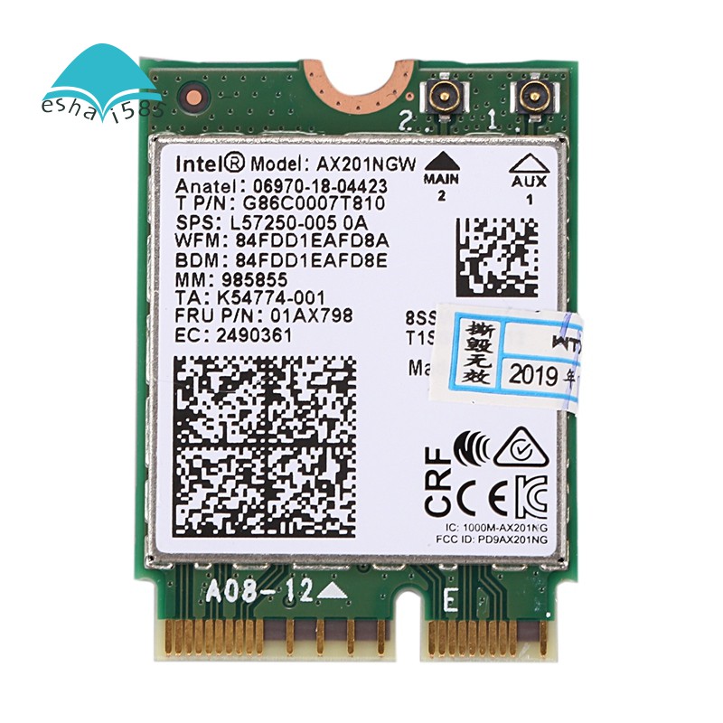 for Intel WiFi 6 AX201 Bluetooth 5.0 Dual Band 2.4G/5G