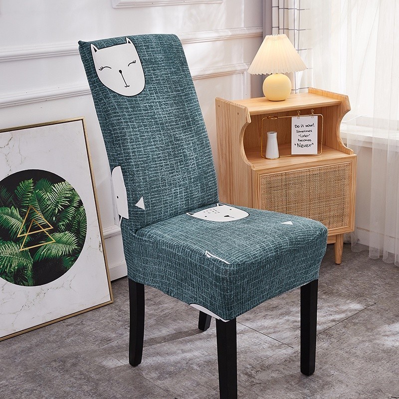 Fancy Design Chair Cover Elastic Dining Chair Cover Long Lasting Printing Cover Cutie Cat PGMall