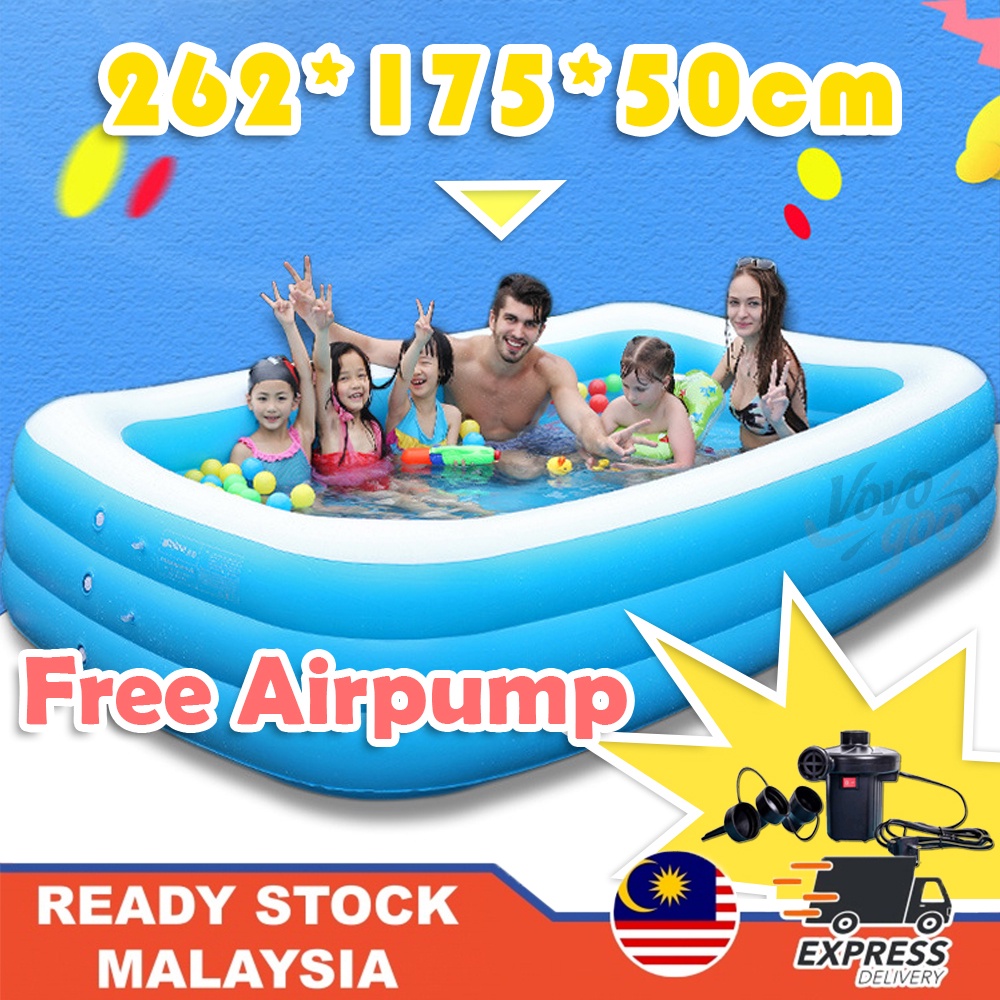 [Free Air Pump] Big Inflatable Swimming Pool Family Kids Baby Water