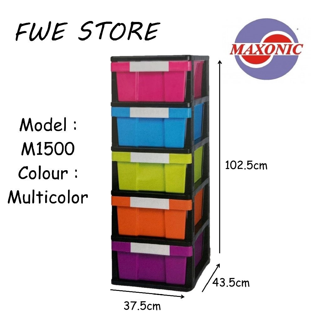Maxonic 5 Tier Plastic Drawer / / Storage Multi Color