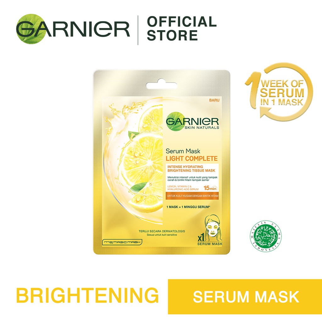 Garnier Light Complete Brightening Serum Mask For Dull Skin with Dark