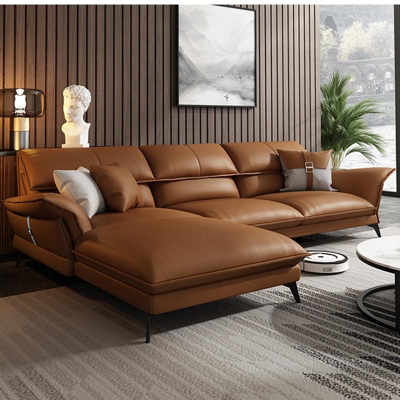 ☫Modern minimalist leather sofa light luxury concubine living room
