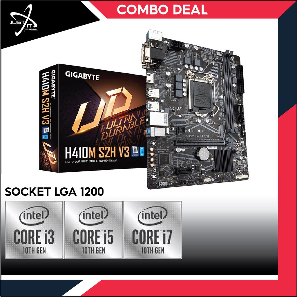GIGABYTE H410M S2H V3 LGA1200 MOTHERBOARD COMBO DEAL INTEL PENTIUM G6405/I310100F/10105F/10100/