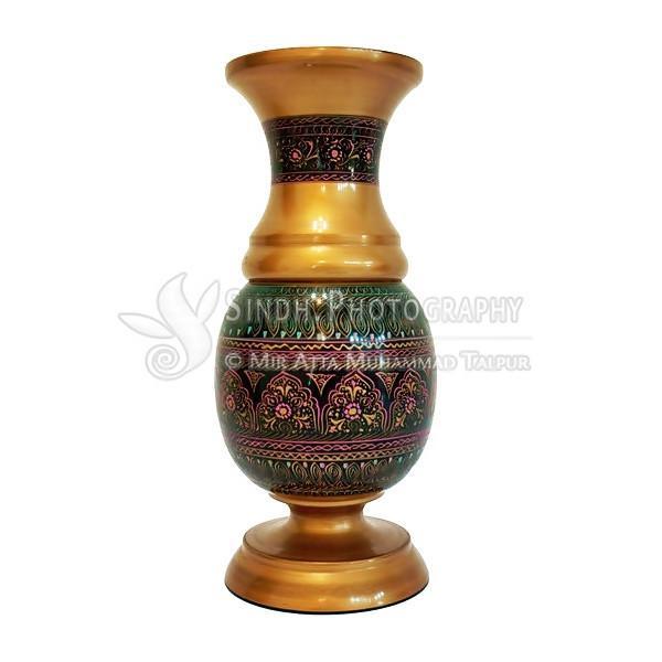 Sindhi Hala Flower Vase traditional, hand painted, glazed woodwork