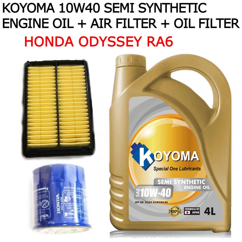 HONDA ODYSSEY RA6 AIR FILTER + OIL FILTER + KOYOMA 10W40 SEMI SYNTHETIC