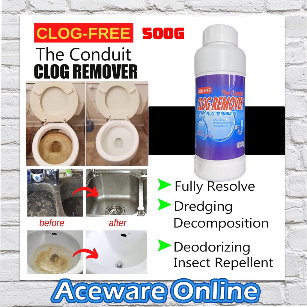 500g Clog Free The Conduit Clog Remover Pipe Plug Terminator Toilet