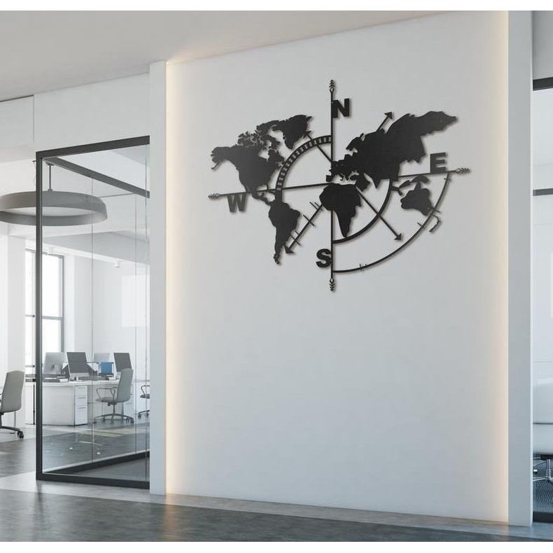 M0002 Black Metal World Map, Metal Wall Decor, Metal Wall Art, Metal