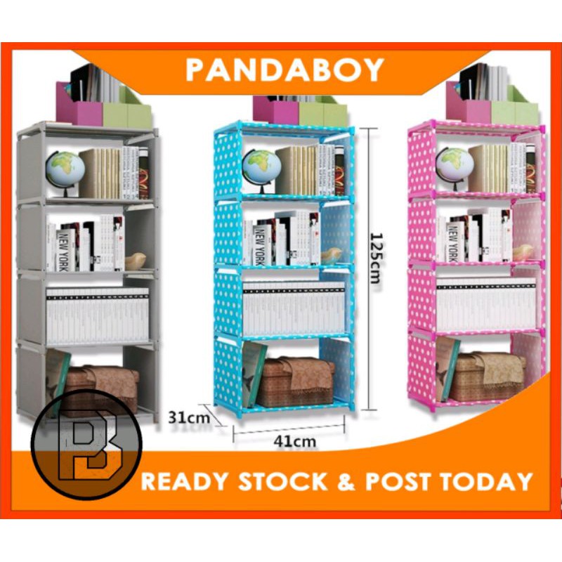 (LOCAL READY STOCK) Korean DIY Book Storage Shelf 5 Tier with 4 Columns