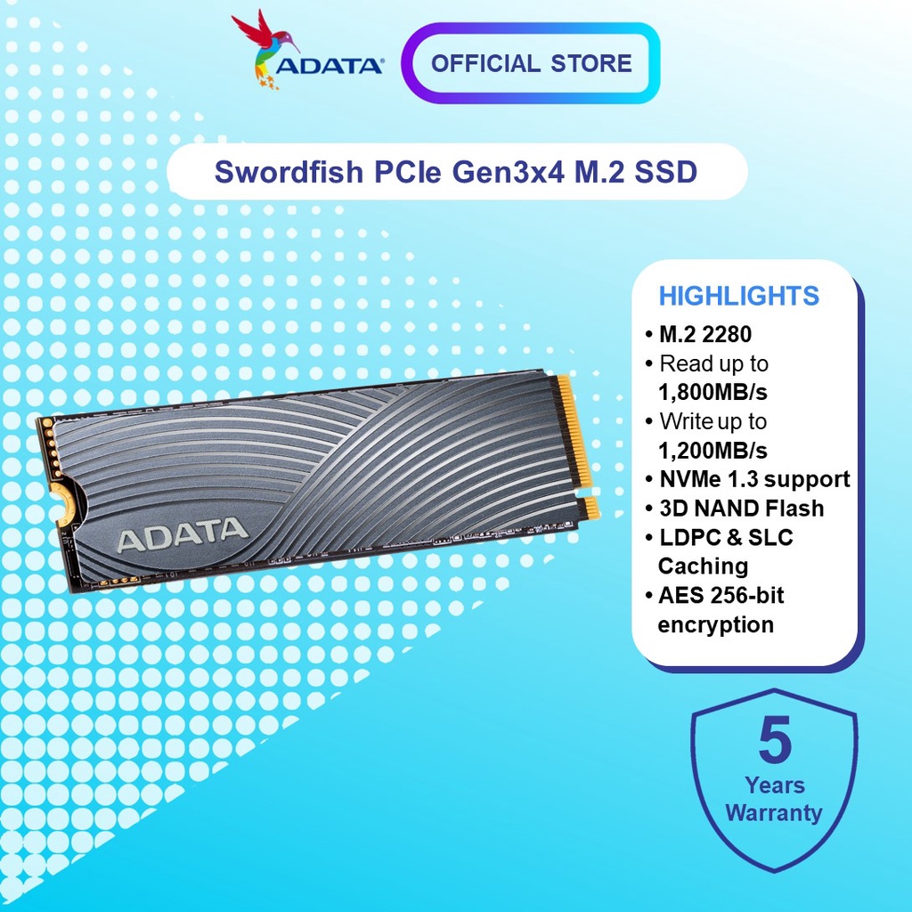 ADATA SSD SWORDFISH PCIE GEN3x4 500GB (XPG GAMING) Shopee Malaysia