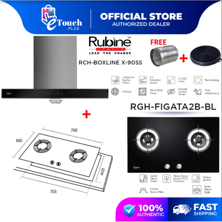 Rubine THood Cooker Built In Hob RCHBOXLINE X90SS / Built in