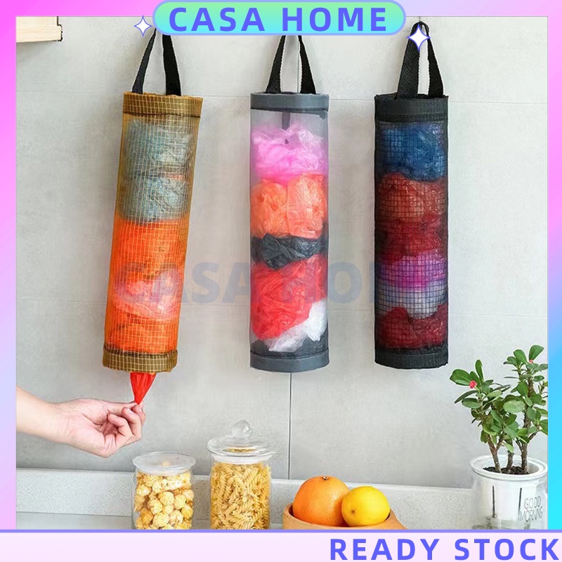 Kitchen Plastic Mesh Dispenser Organizer Trash Bags Holder Trash Bag