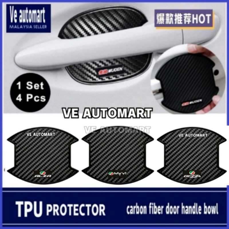 (READY STOCK)tpu carbon fiber car door handle bowl anti scratch