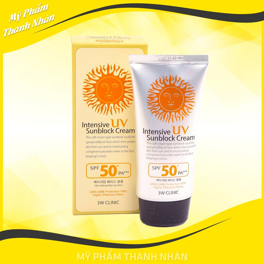3W Clinic Intensive UV Sunblock Cream SPF 50 Pa +++ 70ml Shopee Malaysia