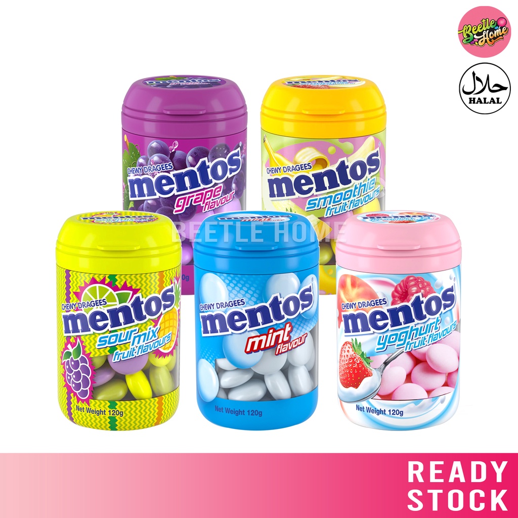 Mentos Chewy Dragees Bottle 120g Mint / Sour Mix / Yoghurt Fruit